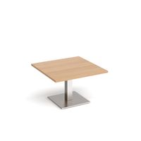 Brescia Square Coffee Table with Flat Square Brushed Steel Base 800mm - Beech
