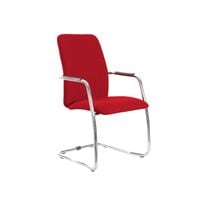 Tuba Chrome Cantilever Frame Conference Chair with Fully Upholstered Back - Panama Red