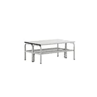 Cloakroom Bench, Double Sided, Aluminium Slats, Light Grey, Length 1015mm, With Shoe Rack