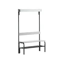 Changing Room Bench Stainless Steel - HxD 1650 X 375mm - Length 1015mm, 3 Hooks, Charcoal, Shoe Rack