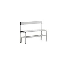 Half Height Cloakroom Bench With Back Rest - Single-Sided - Aluminium, Length 1015mm, Light Grey, Shoe Rack