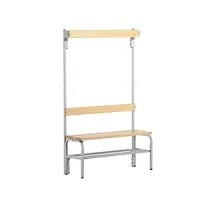 Cloakroom Bench With Hook Strips, Single-Sided, 3 Hooks, 1015mm, Light Grey, Shoe Rack