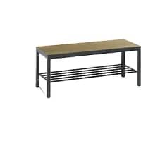BASIC PLUS Cloakroom Bench, Seat HPL, With Shoe Rack, Length 1000mm, Oak Finish