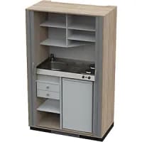Kitchen Unit With Roller Blind, 2 Hotplates, Basin At Left, Oak/Charcoal 1956 X 1200 X 650mm