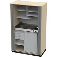 Kitchen Unit With Roller Blind, 2 Hotplates, Basin At Left, Birch/Charcoal 1956 X 1200 X 650mm