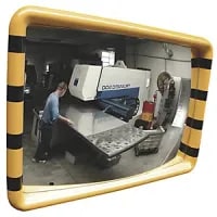 Observation Mirror, Frame With Yellow/Black Warning Stripes, WxH 900 X 600mm