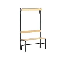 Cloakroom Bench With Hook Strips, Single-Sided, 3 Hooks, 1015mm, Charcoal