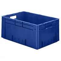 Heavy Duty Euro Container - Polypropylene - Capacity 50 L, LxWxH 600 X 400 X 270mm, Solid Walls, Blue, Pack Of 2