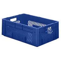 Heavy Duty Euro Container - Polypropylene - Capacity 38 L, LxWxH 600 X 400 X 210mm, Perforated Walls, Blue, Pack Of 2