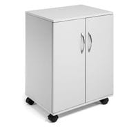 2 Door Office Filing Storage Trolley on Wheels, 75cm Grey