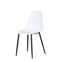 Curve Chair, White Plastic Seat with Black Metal Legs (Pair)