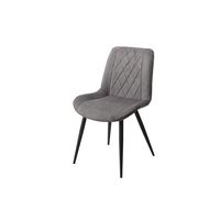 Diamond Stitch Grey Fabric Dining Chair, Black Tapered Legs (Pair)