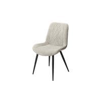 Diamond Stitch LT Grey Cord Fabric Dining Chair, Black Tapered Legs (Pair)