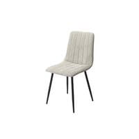 Straight Stitch LT Grey Cord Dining Chair, Black Tapered Legs (Pair)