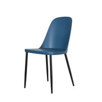 Duo Chair, Blue Plastic Seat with Black Metal Legs (Pair)