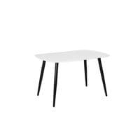 Rectangular Dining Table, White Painted Top with Black Tapered Legs