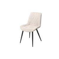 Diamond Stitch Natural Fabric Dining Chair, Black Tapered Legs (Pair)