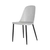 Duo Chair, Light Grey Plastic Seat with Black Metal Legs (Pair)