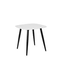 Square Dining Table, White Painted Top with Black Tapered Legs
