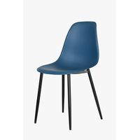 Curve Chair, Blue Plastic Seat with Black Metal Legs (Pair)