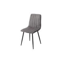 Straight Stitch Grey Dining Chair, Black Tapered Legs (Pair)