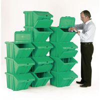 Heavy Duty Storage Bin With Lid-Green Pack of 12