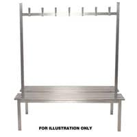 Aqua Duo Stainless Steel Changing Room Bench - Stainless Steel & 10 Hooks