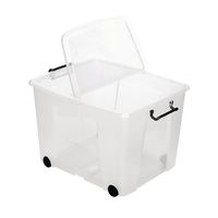 Clear Containers With Secure Folding Lids - 75L, With Wheels
