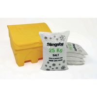 130l Midi Yellow Salt Grit Bin + 5 Bags 25KG White De-Icing Salt