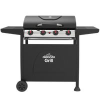 4 Burner Gas Bbq Grill, Ignition, Thermometer, Black/Stainless Steel - DG15