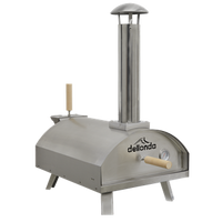 14" Wood-Fired Pizza Oven 380 C, Meat Smoking Stainless Steel Portable - DG11