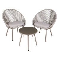 Como 3pc Steel Bistro Set With Tempered Glass Top - DG55 - DG55