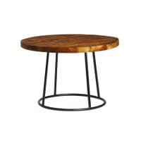 Max Coffee Table Raw Base - Rustic Solid Wood Top 750 Dia