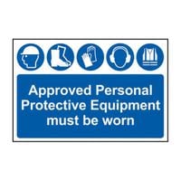 Approved PPE Must Be Worn - PVC Sign 600 x 400mm
