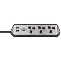 Estilo Corner Extension Lead 240V 3-Gang 13A Black 2m