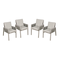 Set of 4 Fusion Garden/Patio Aluminium Dining Chairs with Armrests Light Grey