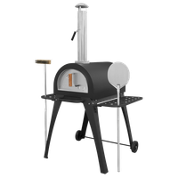 Large Outdoor Wood-Fired Pizza Oven & Smoker with Side Shelves & Stand - DG103