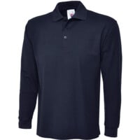 Long Sleeve Polo Shirt, Navy Blue, Mens (XL)
