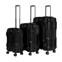 3 Piece Lightweight ABS Luggage Set - 20", 24", 28" - Black - DL10