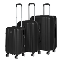 3 Piece Lightweight Luggage Suitcase Trolley Set ABS TSA Lock Black - DL11