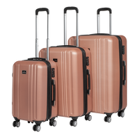 3 Piece Lightweight ABS Luggage Set with Integrated TSA Approved Combination Lock Rose Gold - DL125