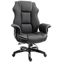 Piped PU Leather Office Chair High-Back Computer Office Gaming Chair Black