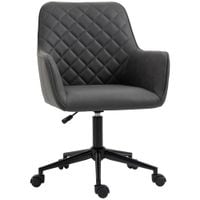Swivel Argyle Office Chair Leather-Feel Fabric Home Study Leisure with Wheels