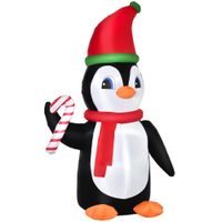 8ft Inflatable Christmas Penguin Holding Candy Cane Built-in LED for Party