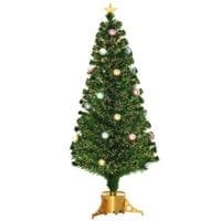 5FT Prelit Artificial Christmas Tree Fiber Optic Xmas Tree w/Golden Stand