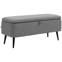 Storage Ottoman Linen Fabric Bench with Flip Top for Living Room Bedroom, Grey