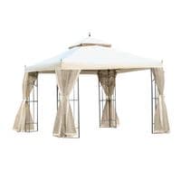 3 X 3 (M) Garden Gazebo Double Top Canopy w/Netting Sun Shade Cream White