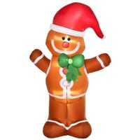 6ft Christmas Inflatable Gingerbread Man & Santa Hat w/LED Lights Outdoor