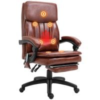 Ergonomic Office Chair w/7 Massage Points Headrest Armrest Footrest Brown