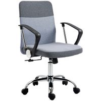 Office Chair Linen Fabric Swivel Desk Chair Home Study Rocker with Wheels, Grey